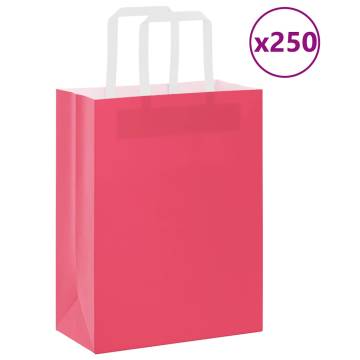 250 Pcs Pink Paper Bags with Handles - Eco-Friendly & Stylish