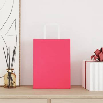 250 Pcs Pink Paper Bags with Handles - Eco-Friendly & Stylish