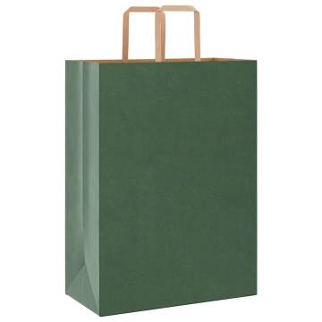 50 Green Paper Bags with Handles - Eco-Friendly & Durable