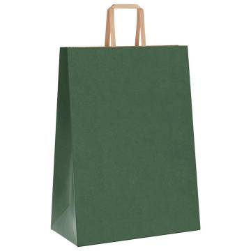 50 Green Paper Bags with Handles - Eco-Friendly & Durable