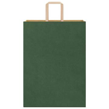 50 Green Paper Bags with Handles - Eco-Friendly & Durable