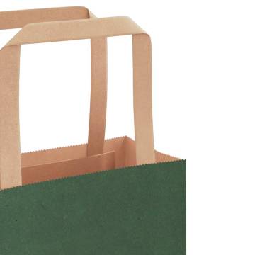 50 Green Paper Bags with Handles - Eco-Friendly & Durable