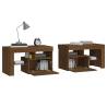 Elegant Brown Oak Bedside Cabinets with LED Lights - 2 pcs