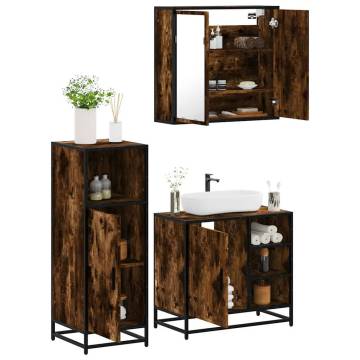 3 Piece Smoked Oak Bathroom Furniture Set | Durable & Stylish