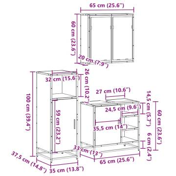 3 Piece Smoked Oak Bathroom Furniture Set | Durable & Stylish