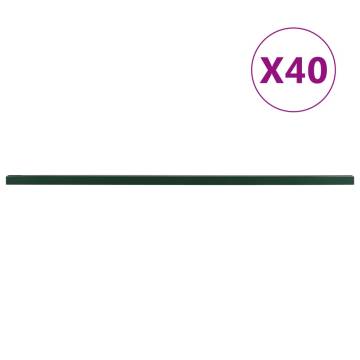 40 pcs Green Steel Garden Fence Posts - 240 cm Durable