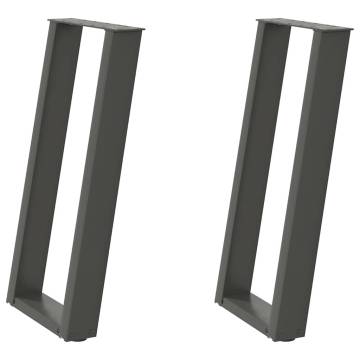 U-Shaped Console Table Legs - Anthracite Steel - 38x(72-73)cm