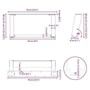 U-Shaped Coffee Table Legs - Anthracite Steel (Set of 2)