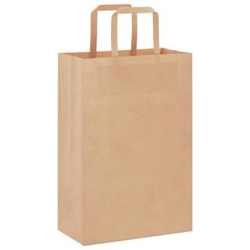 Eco-Friendly Brown Paper Bags with Handles - 50 pcs