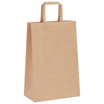 Eco-Friendly Brown Paper Bags with Handles - 50 pcs