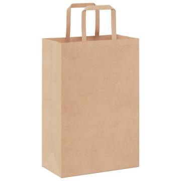 Eco-Friendly Brown Paper Bags with Handles - 50 pcs