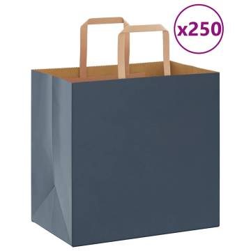 250 Blue Paper Bags with Handles - Eco-Friendly | HipoMarket