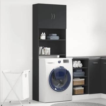 Washing Machine Cabinet Black - 64x24x190 cm Engineered Wood