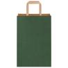 Eco-Friendly Green Paper Bags with Handles - 50 Pcs