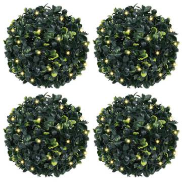 Artificial Boxwood Balls with LED Lights - 4 pcs Green 12 cm