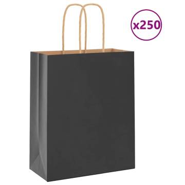 Paper Bags 250 pcs with Handles Black - Eco-Friendly Packaging