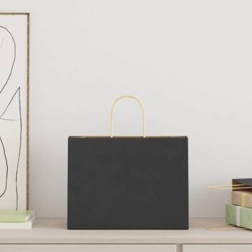 250 Black Paper Bags with Handles - Eco-Friendly & Durable