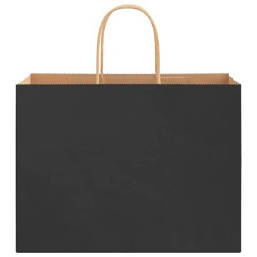 250 Black Paper Bags with Handles - Eco-Friendly & Durable