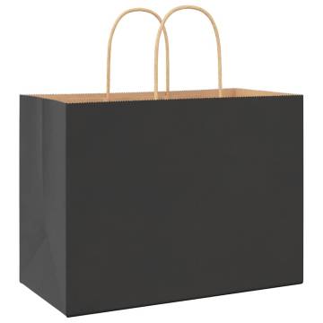 250 Black Paper Bags with Handles - Eco-Friendly & Durable