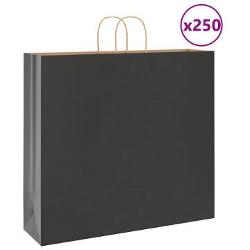 Sustainable Black Paper Bags with Handles - 250 pcs | Hipo Market