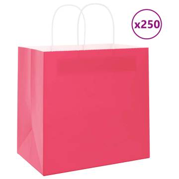 Pink Paper Bags with Handles - 250 pcs | Eco-Friendly Packaging