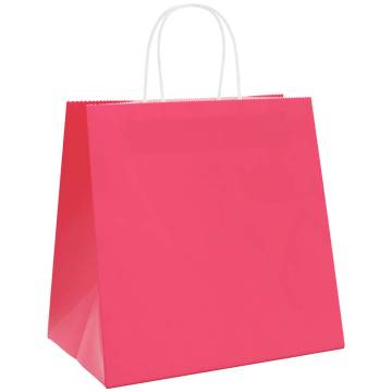 Pink Paper Bags with Handles - 250 pcs | Eco-Friendly Packaging