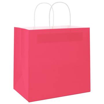 Pink Paper Bags with Handles - 250 pcs | Eco-Friendly Packaging