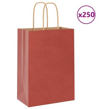 250 PCS Red Paper Bags with Handles | Eco-Friendly Packaging