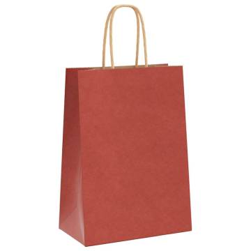 250 PCS Red Paper Bags with Handles | Eco-Friendly Packaging