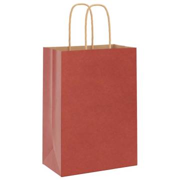 250 PCS Red Paper Bags with Handles | Eco-Friendly Packaging