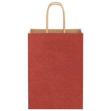 250 PCS Red Paper Bags with Handles | Eco-Friendly Packaging