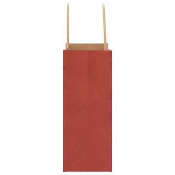 250 PCS Red Paper Bags with Handles | Eco-Friendly Packaging