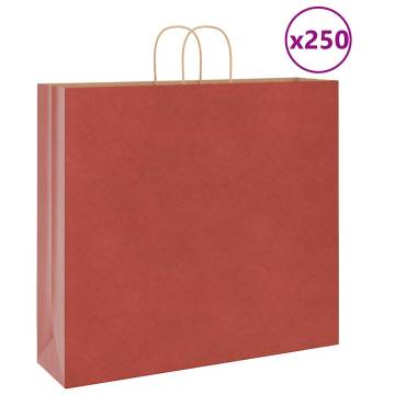 250 Red Paper Bags with Handles - Eco-Friendly Packaging