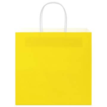 Yellow Paper Bags with Handles - 250 pcs, 26x17x25 cm