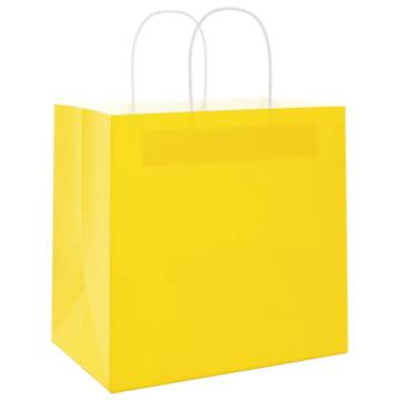 Yellow Paper Bags with Handles - 250 pcs, 26x17x25 cm