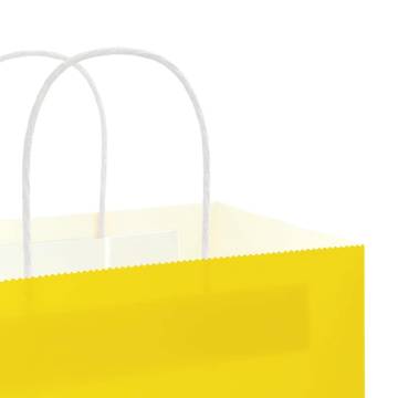 Yellow Paper Bags with Handles - 250 pcs, 26x17x25 cm