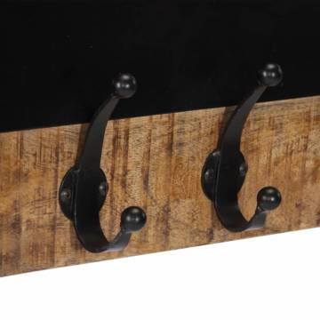 Wall-Mounted Coat Racks with 4 Hooks - Solid Mango Wood (2 pcs)