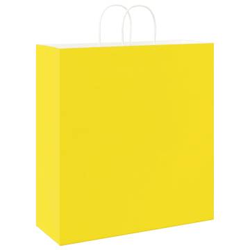 Yellow Paper Bags with Handles - 250 pcs | Hipomarket UK