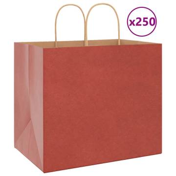 Red Paper Bags with Handles | 250 Pcs | Sustainable & Durable