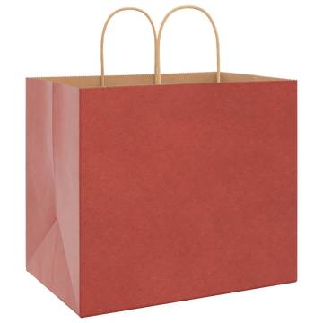 Red Paper Bags with Handles | 250 Pcs | Sustainable & Durable