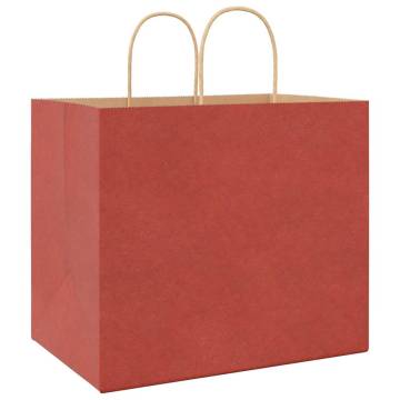 Red Paper Bags with Handles | 250 Pcs | Sustainable & Durable