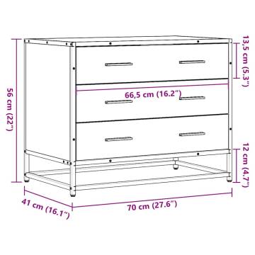 Stylish Brown Oak Drawer Cabinet - 70x41x56 cm | Hipo Market