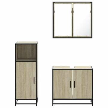 3 Piece Bathroom Furniture Set - Sonoma Oak Style | HipoMarket