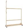 Bamboo Clothes Rack with Hooks & Wheels - 100x35x157 cm