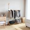 Bamboo Clothes Rack with Hooks & Wheels - 100x35x157 cm