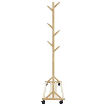 Bamboo Clothes Rack with Hooks & Wheels - 100x35x157 cm