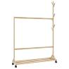 Bamboo Clothes Rack with Hooks & Wheels - 100x35x157 cm