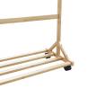 Bamboo Clothes Rack with Hooks & Wheels - 100x35x157 cm