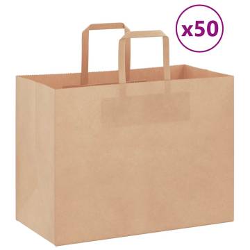 50 Brown Paper Bags with Handles - Eco-Friendly & Durable