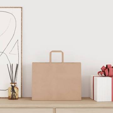 50 Brown Paper Bags with Handles - Eco-Friendly & Durable